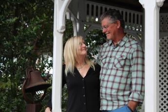 Jill and Ken Baxter were married under this same gazebo at the Hoyt House in Fernandina Beach, where they stand 25 years later. Photo by Holly Dorman/News-Leader.