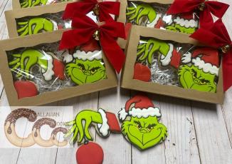 Adorable box of Grinch cookies from the Callahan Cookie Company.