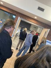 Folks waiting in line to vote at the Atlantic Rec Center.