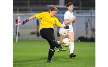 The Fernandina Beach and Yulee high schools’ girls soccer teams played Tuesday in the semifinal round of the district tournament at FBHS. Photo by Beth Jones/News-Leader