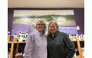 Pam James and Heather Edge in their lavender store, excited to celebrate six successful years in business. Photo by Pam James/Special