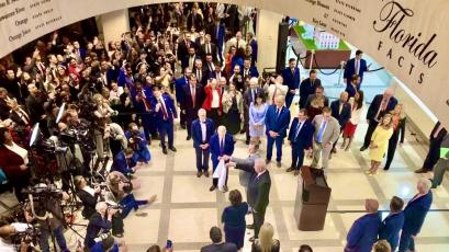 A traditional hanky-drop ceremony was held May 5 to mark the end of the 2023 legislative session.  Photo/News Service of Florida