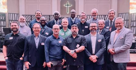 NDP Serving Pastors, first row, from left, Adam Page, Neil Helton, Mike Kwiatkowski, Mark Souter, John Kasper, Sr. and Zach Terry. Second row, from left, Dan Beckwith, Dwayne Campbell, Bryan Jarvis, Brad Cunningham and Ken Jones. Third row, from left, Paul Bullock, Wardell Avant, Jeremiah Robinson, Rob Goyette and Don Edwards. Submitted photo