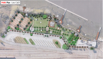 A planning sketch and legend of the approved Amelia River waterfront park in downtown Fernandina Beach. Submitted photo