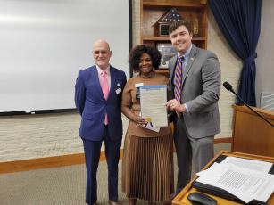 The city commission recognized the Nassau County Council on Aging's 50th Anniversary of providing premier senior-focused programs and services. Nassau County Council on Aging President and CEO Janice Acrum and Don Harley, HR Director, accepted the proclamation. Photo by Julia Roberts/News-Leader