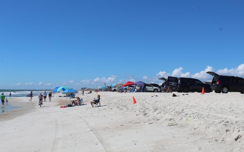 Looking for new sources of revenue, some Fernandina Beach City Commissioners said they would consider charging for people to park on the 600 feet of beach in the city where parking is allowed. Photo by Julia Roberts/News-Leader