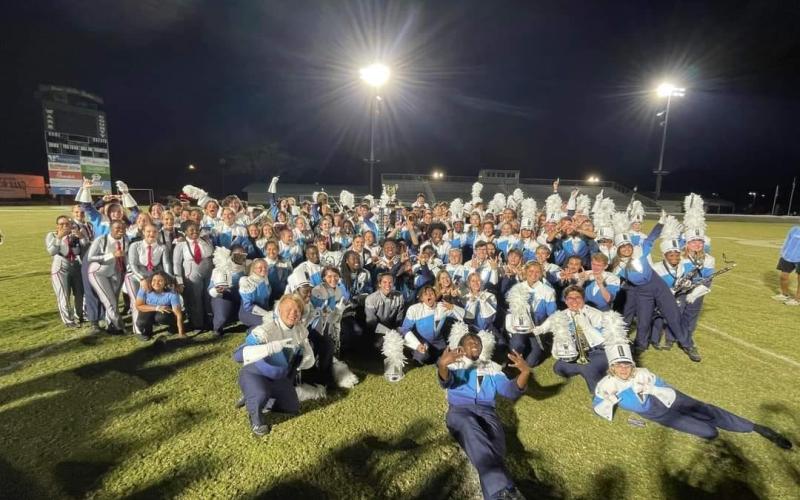 The Camden County High School Marching Band was named Grand Champions of the Okefenokee Sound of Gold Marching Competition. Submitted photo.