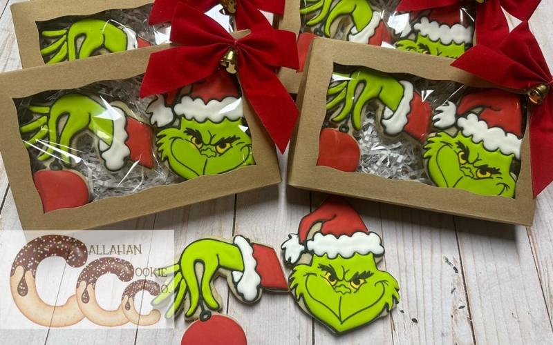 Adorable box of Grinch cookies from the Callahan Cookie Company.