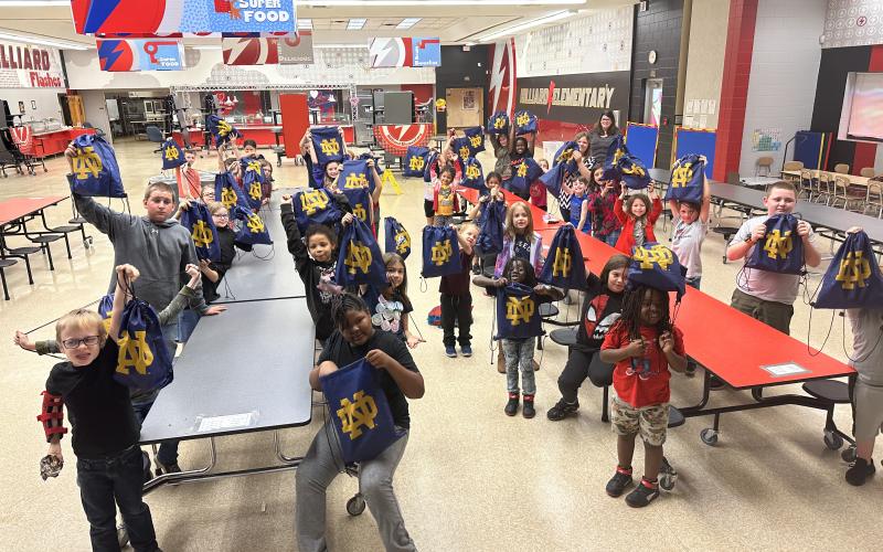 Thank you, Notre Dame! Pictured are students from Hilliard Elementary School. Submitted photo