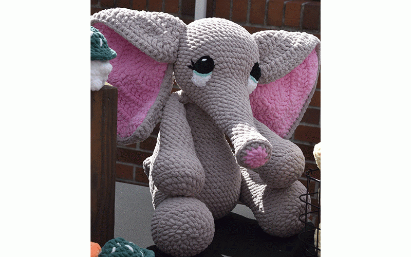 Adorable crochet elephant that you just might find at the Arts Market. Submitted photo