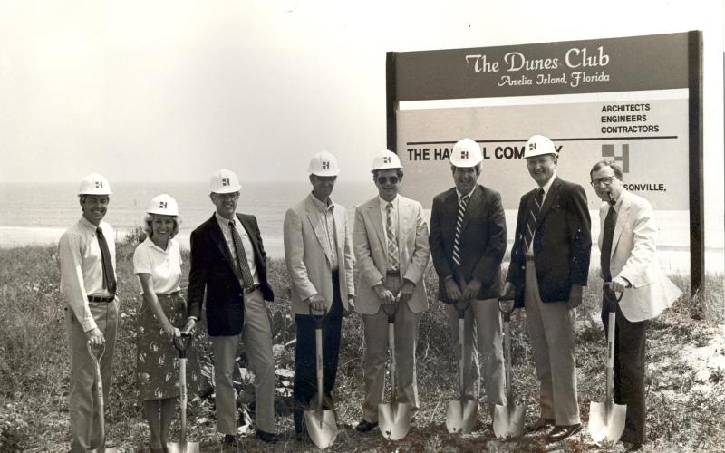 The initial groundbreaking for The Dunes Club way back when. Realtors Lou Simmons, William Lorick and John Crawford put on their hard hats and biggest smiles for this special day. Submitted photo