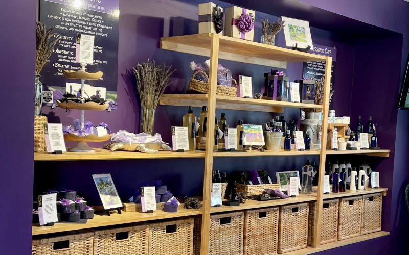 Lavender products on display at Pelindaba Lavender. Photo by Leah Jones/News-Leader