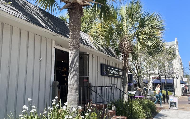 Lavender and palm trees. The Pelindaba Lavender storefront in downtown Fernandina Beach. Photo by Leah Jones/News-Leader
