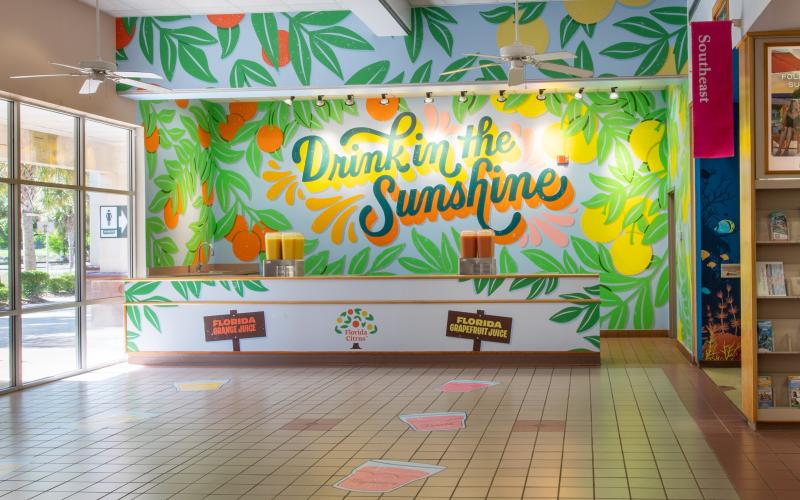 Local artist Lauren Hom partnered with Visit Florida and The Florida Department of Citrus to paint this mural welcoming visitors to Florida. Submitted photo