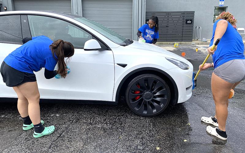 Nassau Ballerz are washing cars and raising money. Photos by Beth Jones/News-Leader