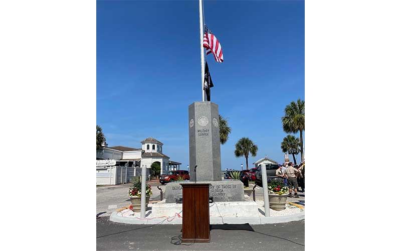 The veterans monument awaits the Memorial Day ceremony. Submitted photo