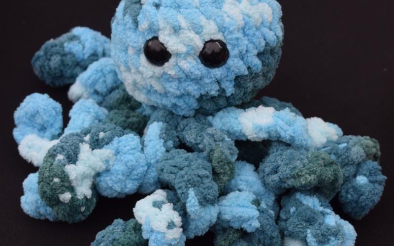 This crochet octopus is adorable and may available in the Arts Market, located adjacent to the farmers market. Photo by Judie Mackie