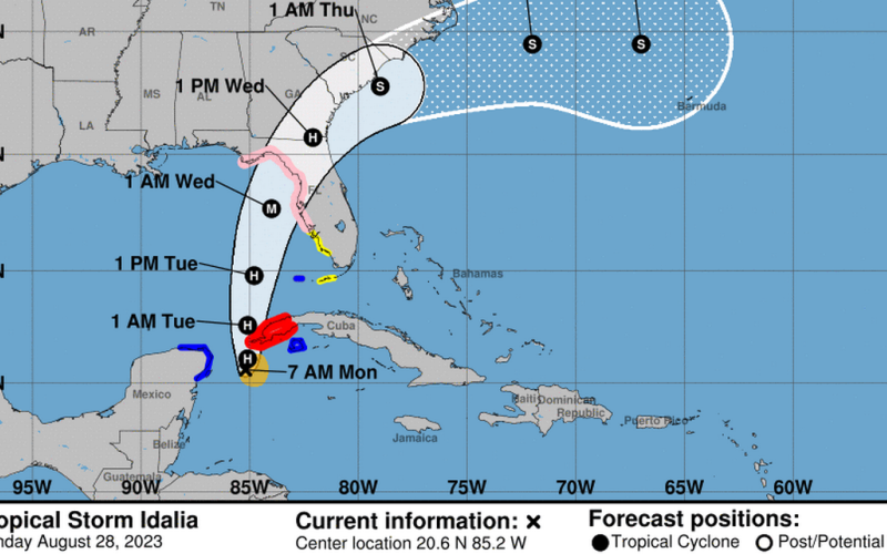 IDALIA FORECAST TO BECOME A HURRICANE WHEN IT NEARS WESTERN CUBA LATER TODAY... ...LIFE-THREATENING STORM SURGE AND DANGEROUS WINDS BECOMING INCREASINGLY LIKELY FOR PORTIONS OF FLORIDA. Submitted photo NOAA.gov