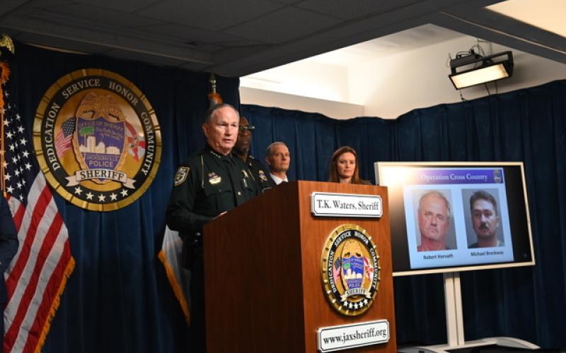 Nassau County Sheriff Bill Leeper joined with Jacksonville Sheriff T.K. Waters and other law enforcement professionals to announce the results of two operations aimed at reducing prostitution and human trafficking in Northeast Florida. Submitted photo
