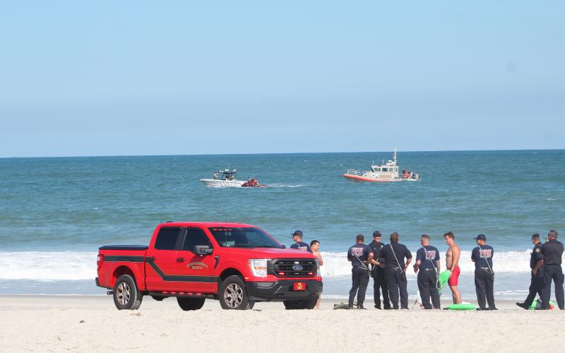 Agencies from Fernandina Beach and Nassau County were on scene near beach access No. 6 Wednesday, where two swimmers were rescued. Emergency responders could not find a third swimmer until Thursday afternoon. Photo by Julia Roberts/News-Leader