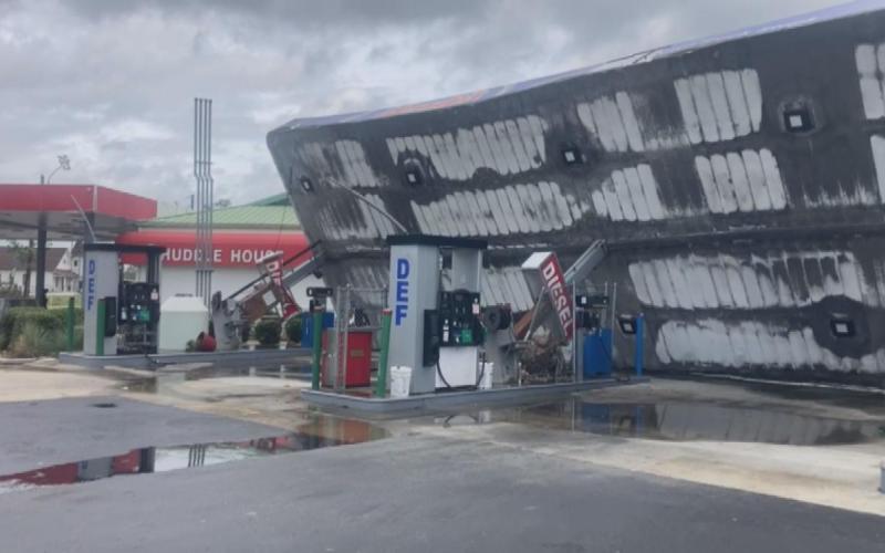 Hurricane Idalia caused damage to businesses in Taylor County, including a gas station.  Mike Exline/File