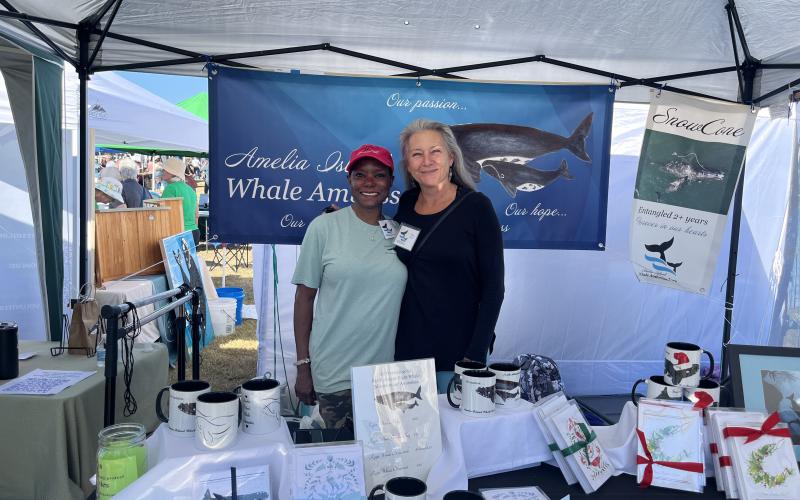 From left, Emme Devonish and Mary Roca, Amelia Island Right Whale Ambassadors. Photo by Sean Rosenthal