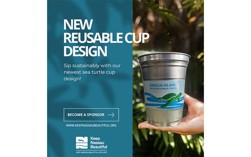 The 2024 Keep Nassau Beautiful reusable aluminum cup design. Submitted