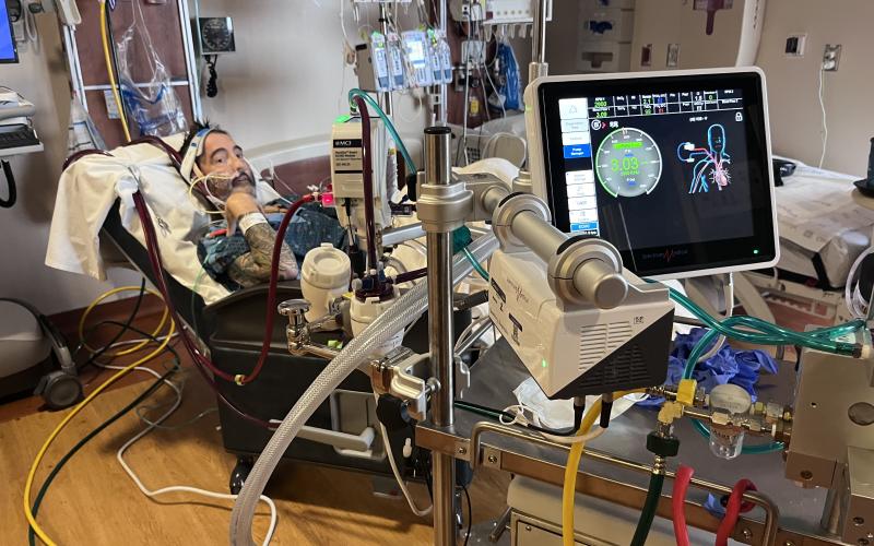 Mike Boston, post-ECMO procedure, prior to his double lung transplant surgery at Vanderbilt University Medical Center in Nashville. Photos courtesy of Boston Photography