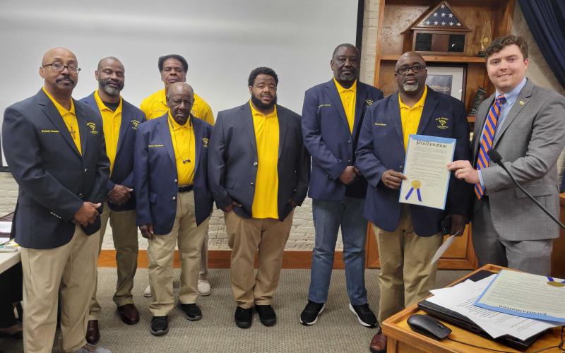The City of Fernandina Beach declared the month of February 2024 "African American History Month" in recognition of the importance of African American contributions in the history of the United States. Vice Mayor Patricia Thompson and Elm Street Sportsmen Association representatives accepted the proclamation. Photo by Julia Roberts/News-Leader