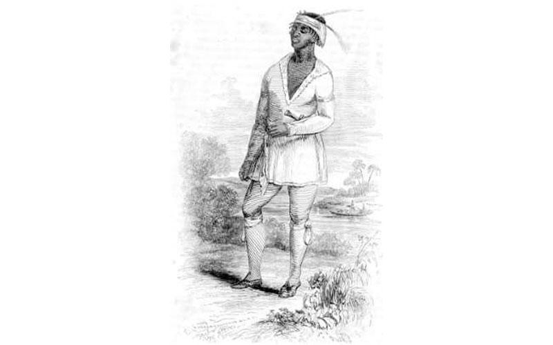 During The Seminole Wars, escaped slaves who had found refuge among the Native American peoples became known as Black Seminoles and joined the battles as warriors. Above, John Cavallo (Gopher John) was a Black Seminole who served as an interpreter and advisor to the Seminole chiefs during the Second Seminole War.  This image is from the State Archives of Florida.